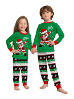 Familienpyjamas Santa in einer Girlande eingewickelt do a DAB