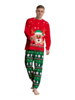 Familienpyjama mit Rentieraufdruck für die ganze Familie, rot und grün