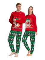 Familienpyjama mit Rentieraufdruck für die ganze Familie, rot und grün