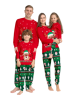 Familienpyjama mit Rentieraufdruck für die ganze Familie, rot und grün