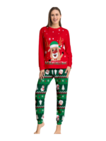 Familienpyjama mit Rentieraufdruck für die ganze Familie, rot und grün
