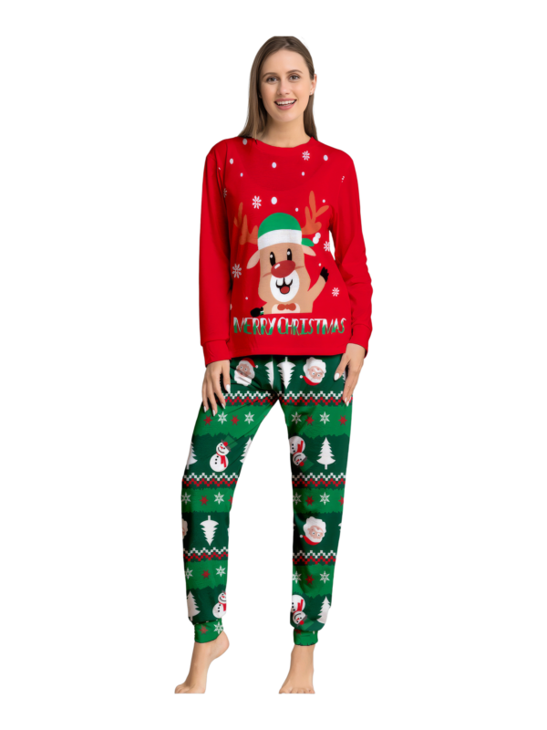 Familienpyjama mit Rentieraufdruck für die ganze Familie, rot und grün