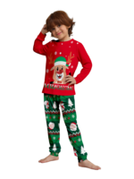 Familienpyjama mit Rentieraufdruck für die ganze Familie, rot und grün