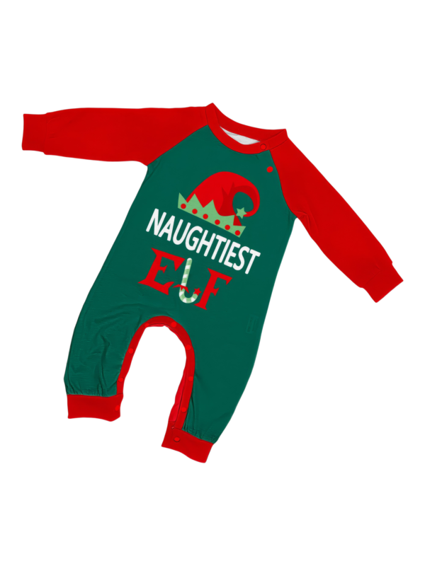Grün und rot gestreifter Elfen-Familienpyjama