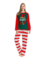 Grün und rot gestreifter Elfen-Familienpyjama