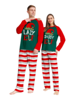 Grün und rot gestreifter Elfen-Familienpyjama