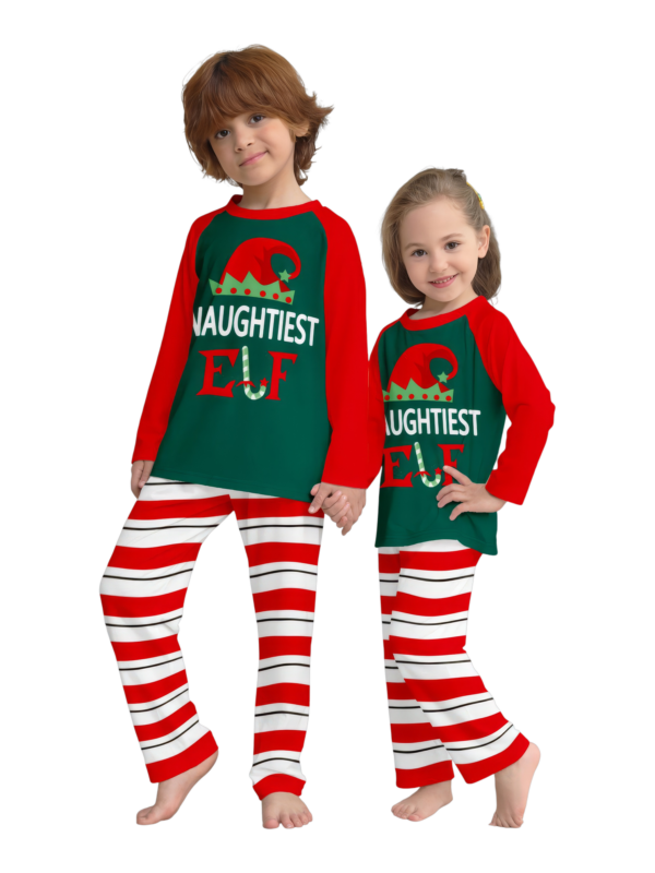 Grün und rot gestreifter Elfen-Familienpyjama