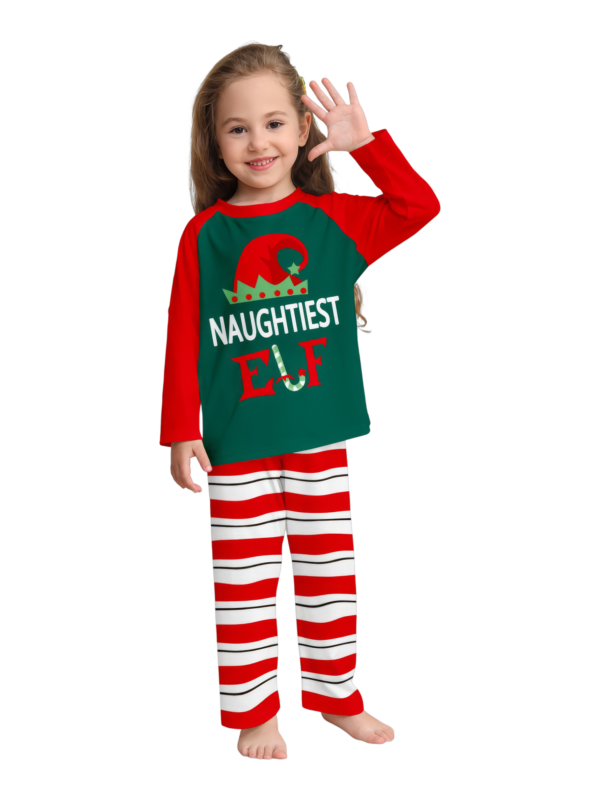 Grün und rot gestreifter Elfen-Familienpyjama