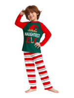 Grün und rot gestreifter Elfen-Familienpyjama