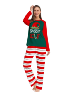 Grün und rot gestreifter Elfen-Familienpyjama