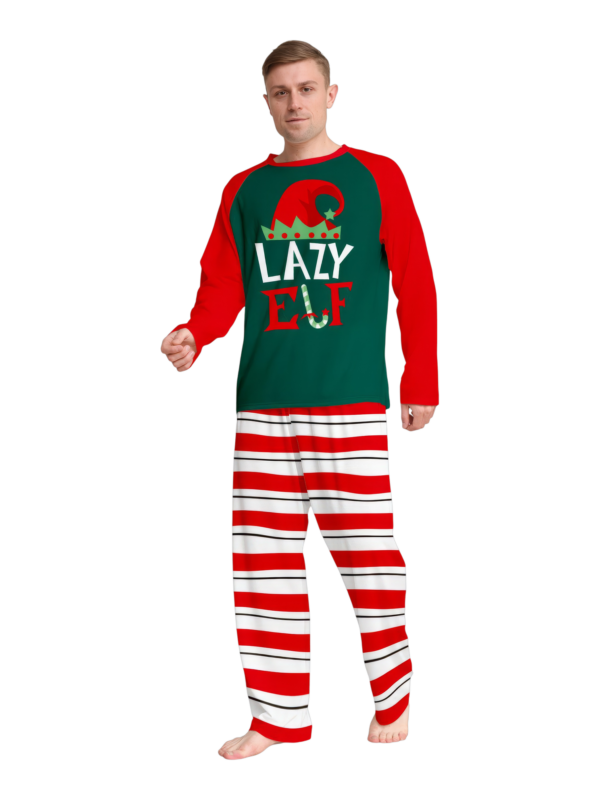 Grün und rot gestreifter Elfen-Familienpyjama