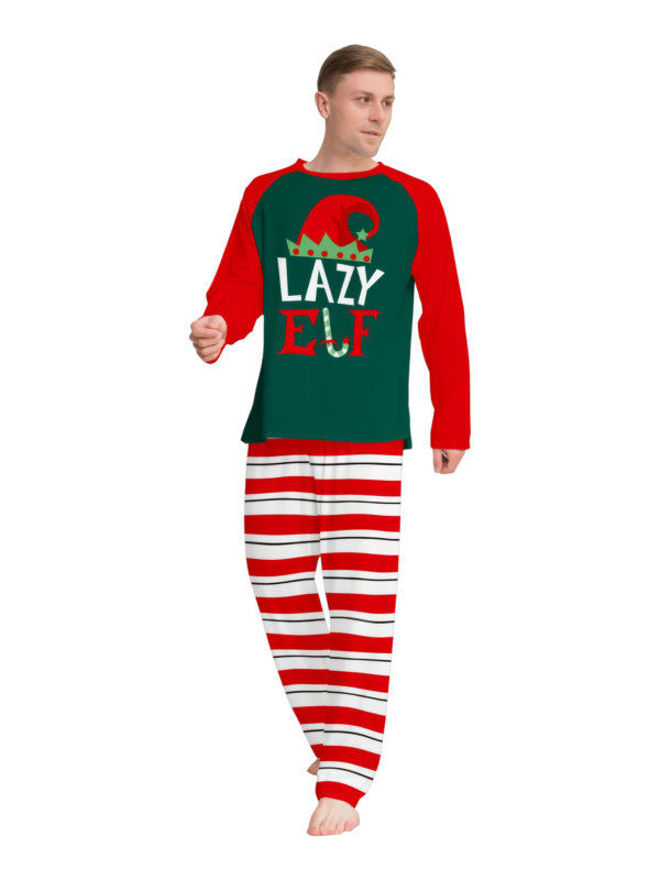 Grün und rot gestreifter Elfen-Familienpyjama