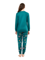 Grüner Weihnachtsfamilienpyjama, Weihnachtsmann und sein Schlitten