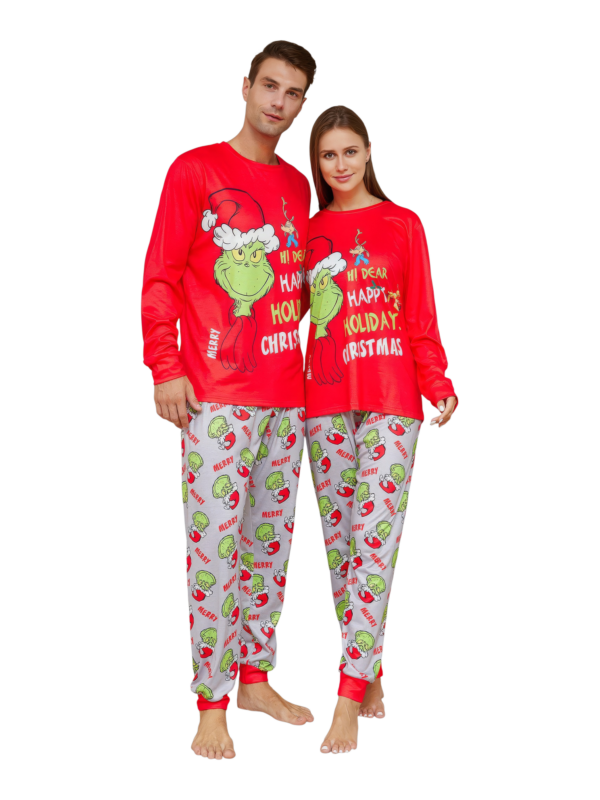Grinch pyjama print en Grinch motief, Vrolijk kerstfeest, familie, koppels