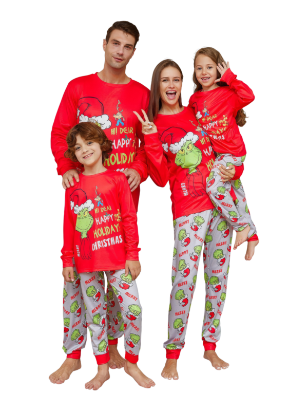 Grinch pyjama print en Grinch motief, Vrolijk kerstfeest, familie, koppels