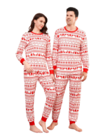 Modern and original white red stripes Christmas pyjamas with Christmas motifs