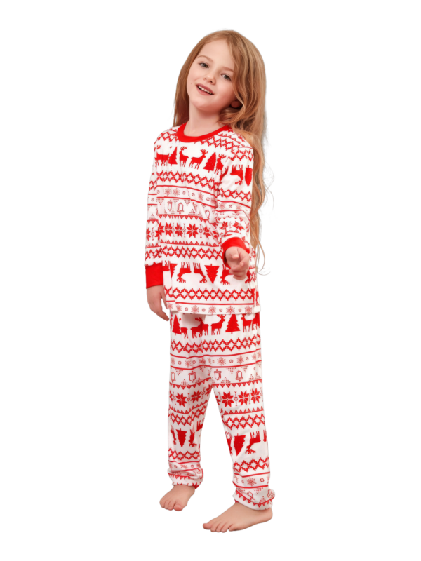 Modern and original white red stripes Christmas pyjamas with Christmas motifs