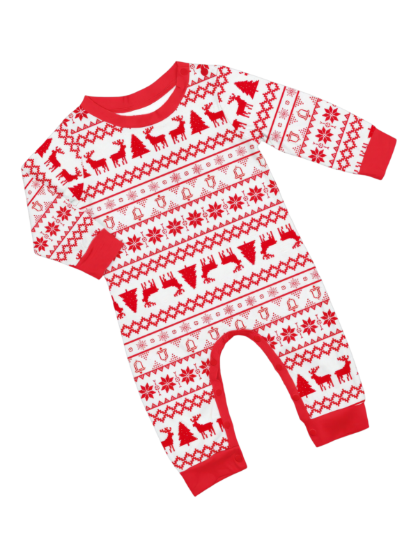 Modern and original white red stripes Christmas pyjamas with Christmas motifs