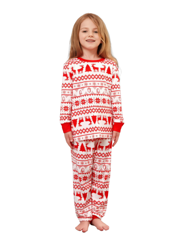 Modern and original white red stripes Christmas pyjamas with Christmas motifs
