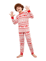 Modern and original white red stripes Christmas pyjamas with Christmas motifs