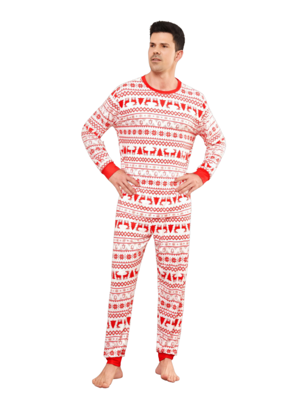 Modern and original white red stripes Christmas pyjamas with Christmas motifs