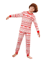 Modern and original white red stripes Christmas pyjamas with Christmas motifs