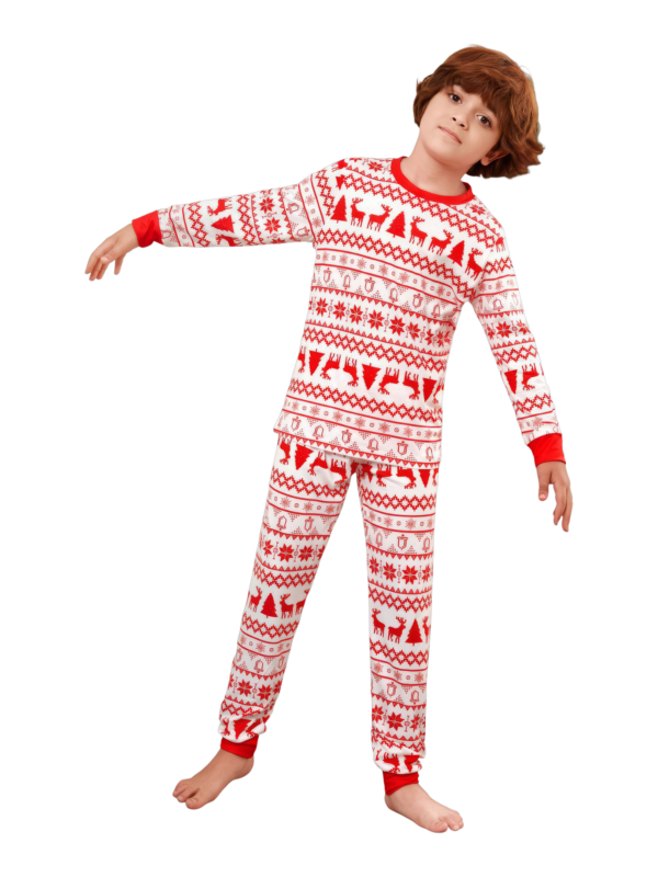 Modern and original white red stripes Christmas pyjamas with Christmas motifs