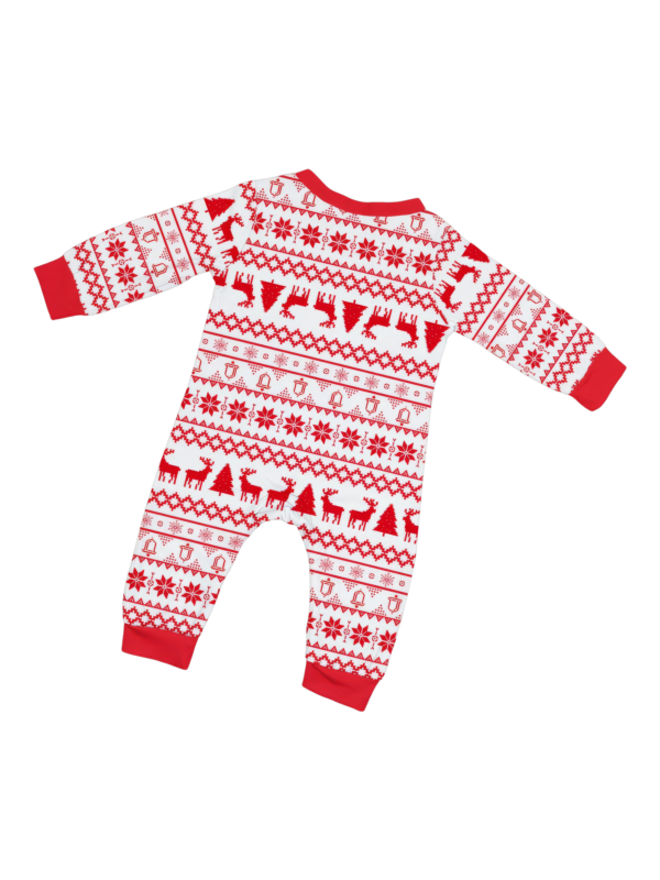 Modern and original white red stripes Christmas pyjamas with Christmas motifs