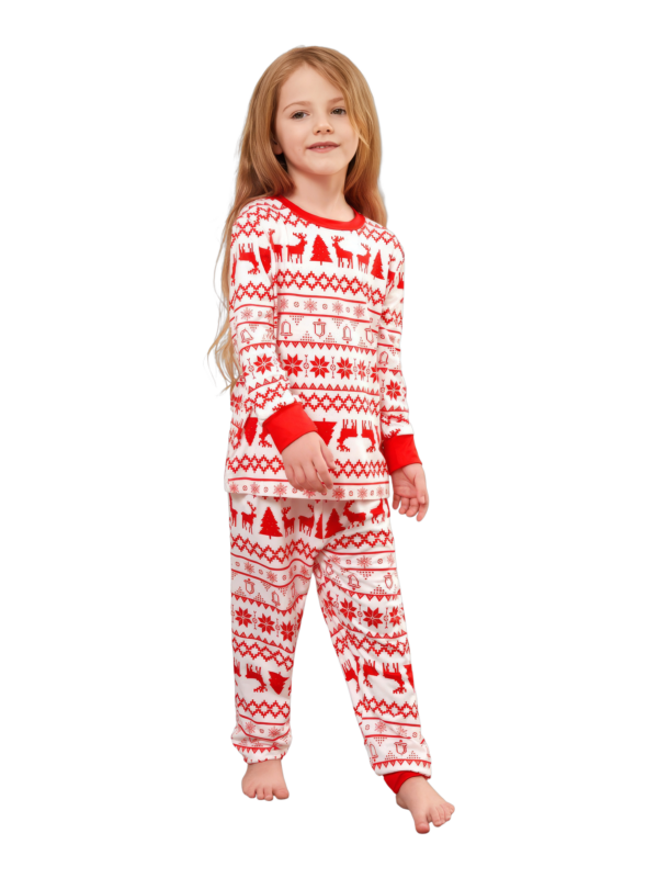 Modern and original white red stripes Christmas pyjamas with Christmas motifs