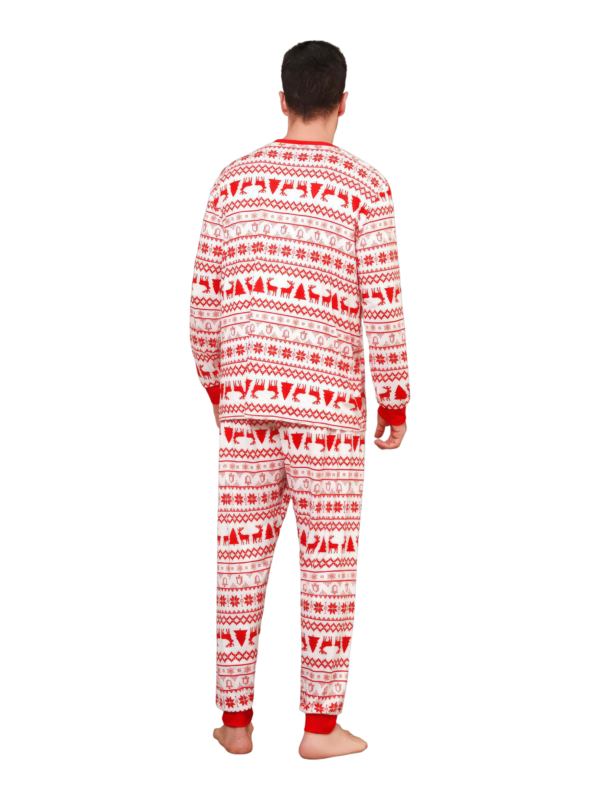 Modern and original white red stripes Christmas pyjamas with Christmas motifs