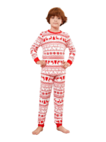 Modern and original white red stripes Christmas pyjamas with Christmas motifs