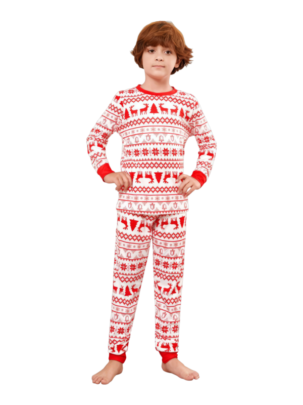 Modern and original white red stripes Christmas pyjamas with Christmas motifs