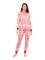Modern and original white red stripes Christmas pyjamas with Christmas motifs