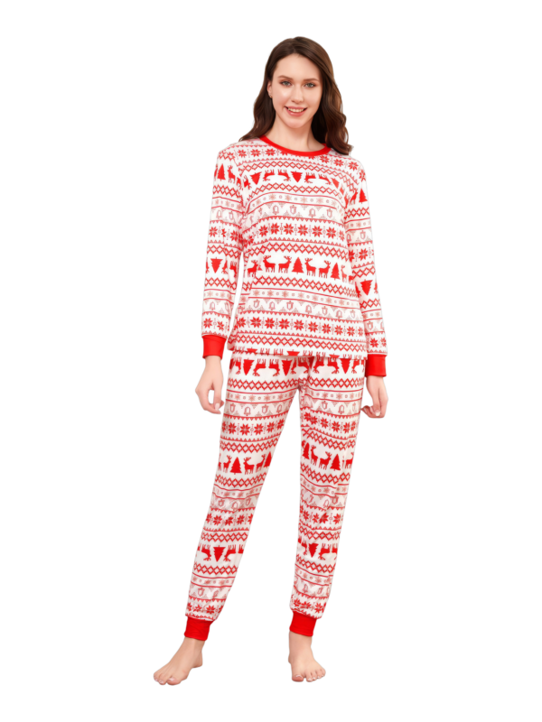 Modern and original white red stripes Christmas pyjamas with Christmas motifs