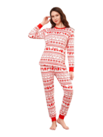 Modern and original white red stripes Christmas pyjamas with Christmas motifs