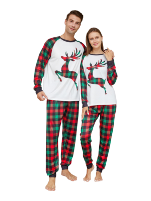 Red and green Irish check Christmas pyjamas for families