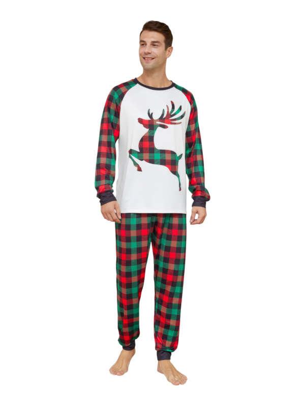 Red and green Irish check Christmas pyjamas for families