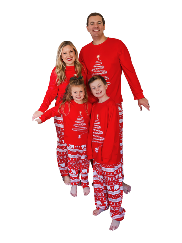 Red Matching Christmas Pyjamas Starry Magic Tree