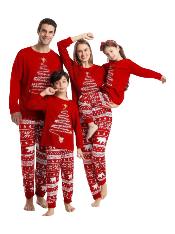 Red Matching Christmas Pyjamas Starry Magic Tree