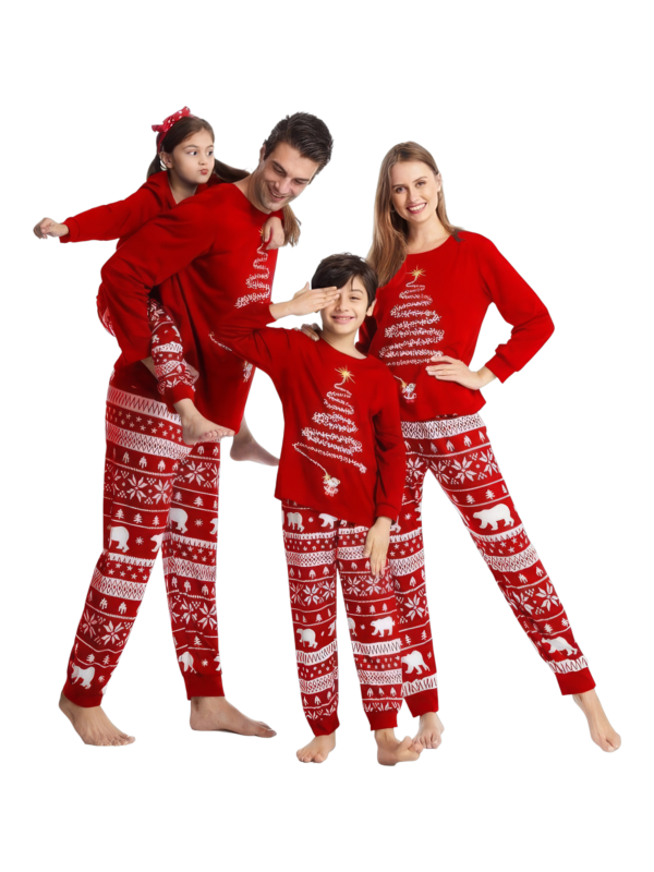 Red Matching Christmas Pyjamas Starry Magic Tree