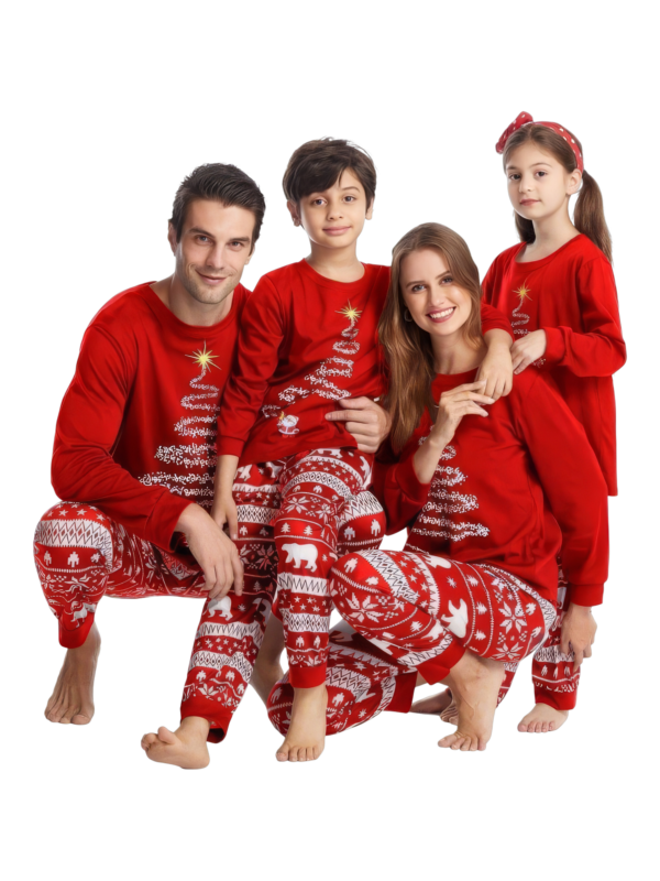 Red Matching Christmas Pyjamas Starry Magic Tree