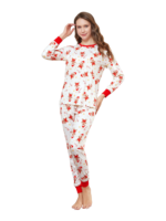 Little gingerbread motif white Christmas pyjamas for family, couples