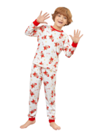Little gingerbread motif white Christmas pyjamas for family, couples