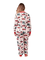 Superb white pyjamas with Christmas trees red trucks motifs for all the family