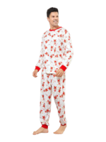 Little gingerbread motif white Christmas pyjamas for family, couples