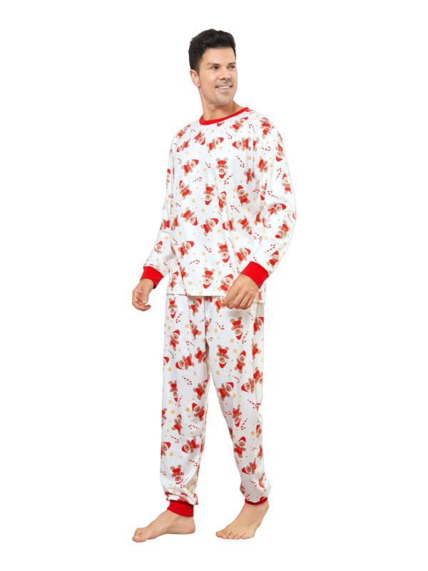 Little gingerbread motif white Christmas pyjamas for family, couples