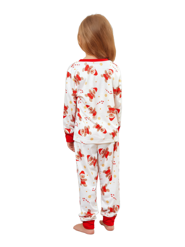 Little gingerbread motif white Christmas pyjamas for family, couples