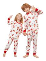Little gingerbread motif white Christmas pyjamas for family, couples