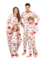Little gingerbread motif white Christmas pyjamas for family, couples