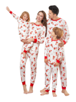 Little gingerbread motif white Christmas pyjamas for family, couples